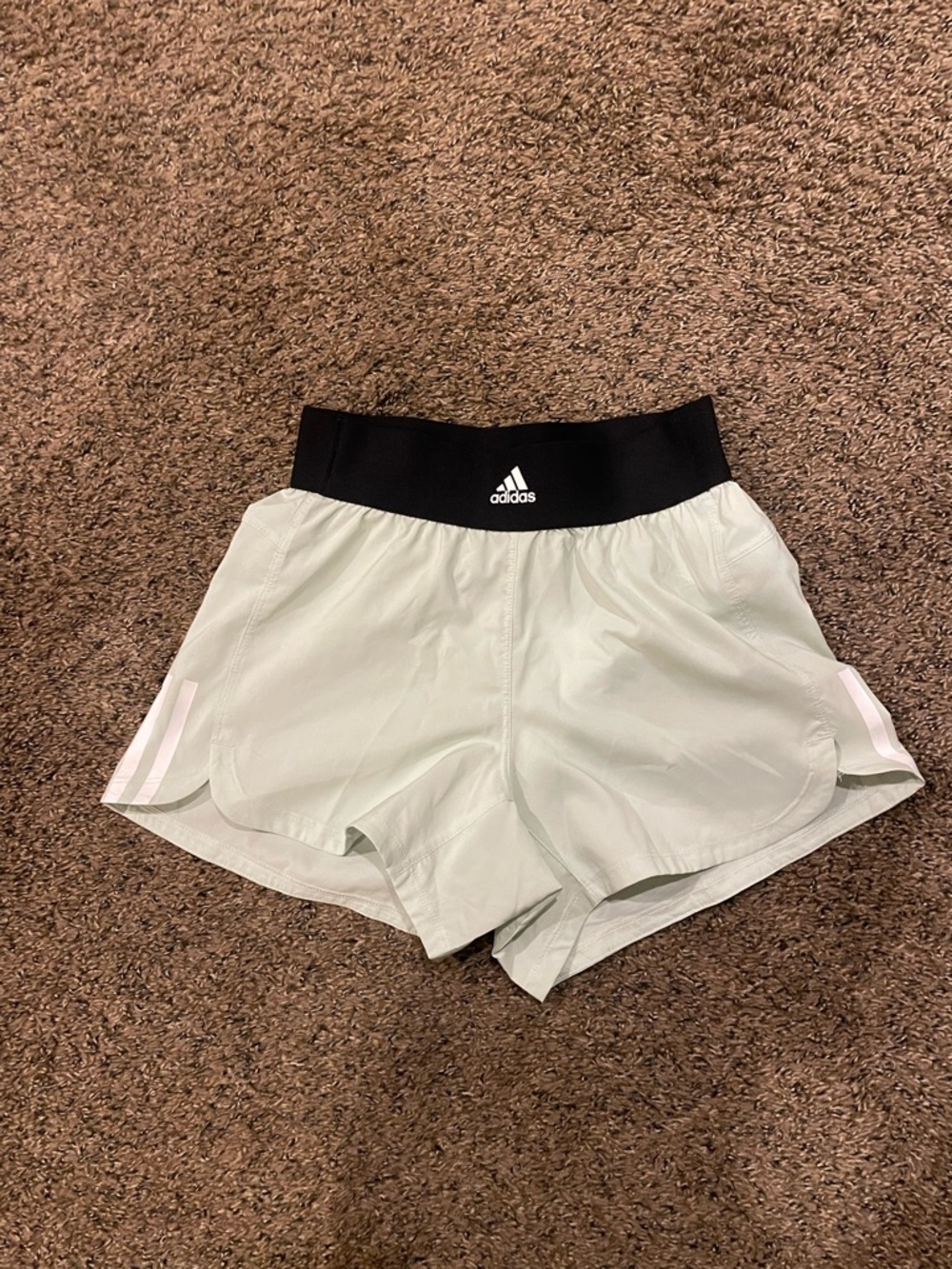 Adidas Women’s Mint Green Running Shorts with Black Waistband Size XXS